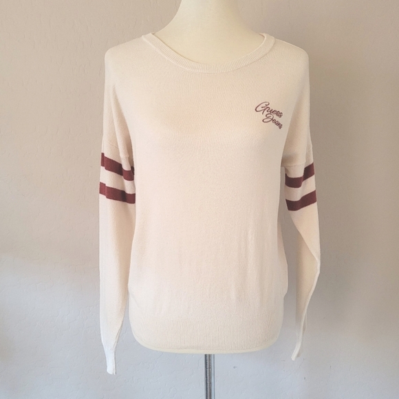Guess Jeans Vintage 90's Cream Varsity Sweater - Picture 2 of 7